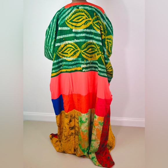African Print Ankara Multicolor Patchwork Mixed Print Colorful Kaftan Maxi Dtess - Picture 7 of 10